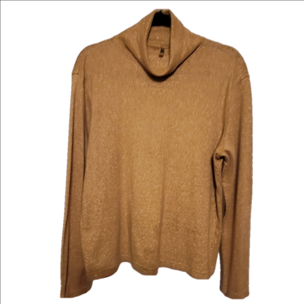 #373 White Stag- Golden Yellow Metallic thread Long Sleeve Top, sz.XL